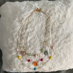 Preppy Colorful Flowers Layered Necklace